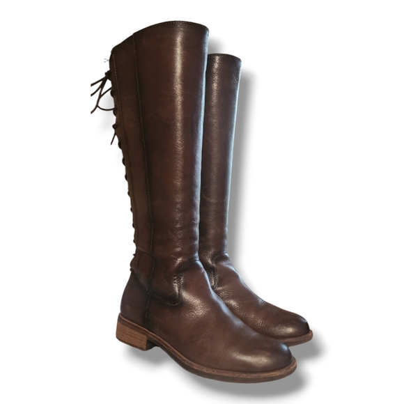 Sofft Sharnell II, Brown Leather Knee-High Boots, zip and tie - Picture 7 of 13